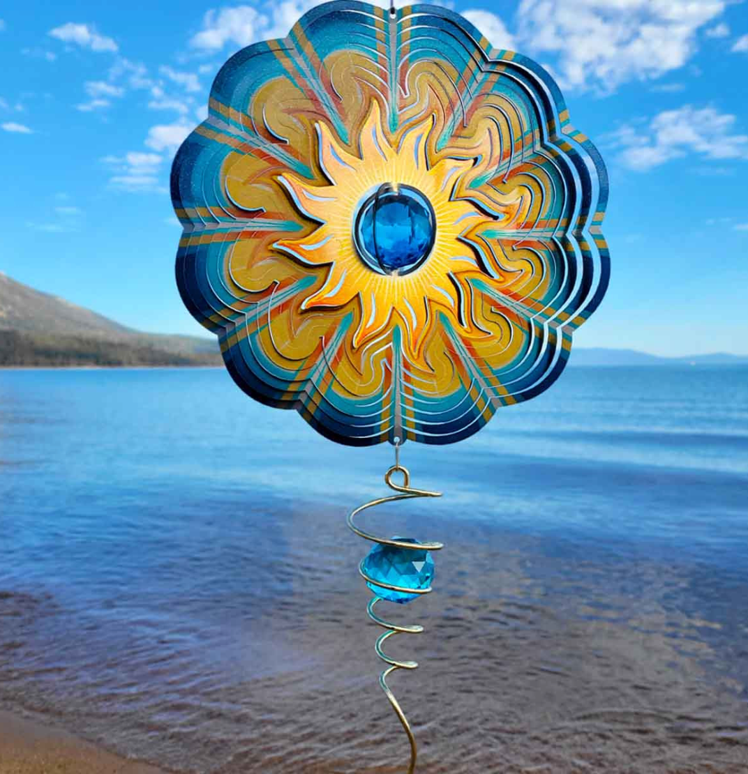 Crystal Aqua Sun Wind Spinner – Jules Enchanting Gifts