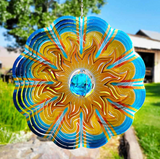 Crystal Aqua Sun Wind Spinner