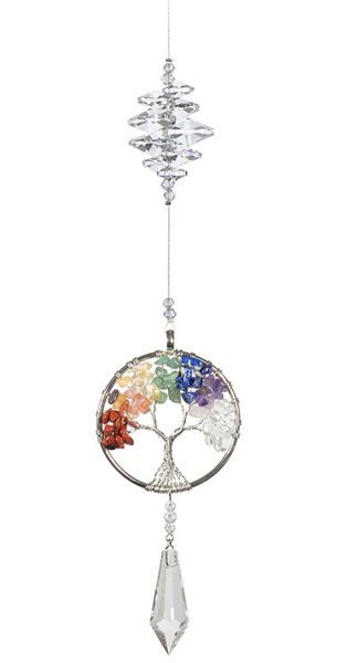 Circle Tree of Life with Clear Crystals