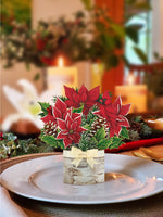 Mini Birch Poinsettia Pop-up Greeting Card