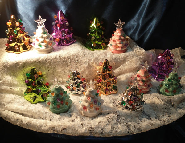 Mini Light up Christmas Trees Retro/Vintage