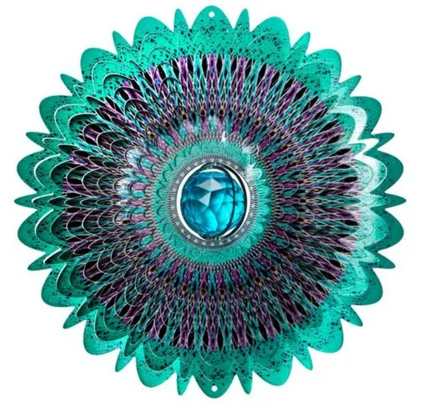 Cosmic Mandala Wind Spinner with Crystal