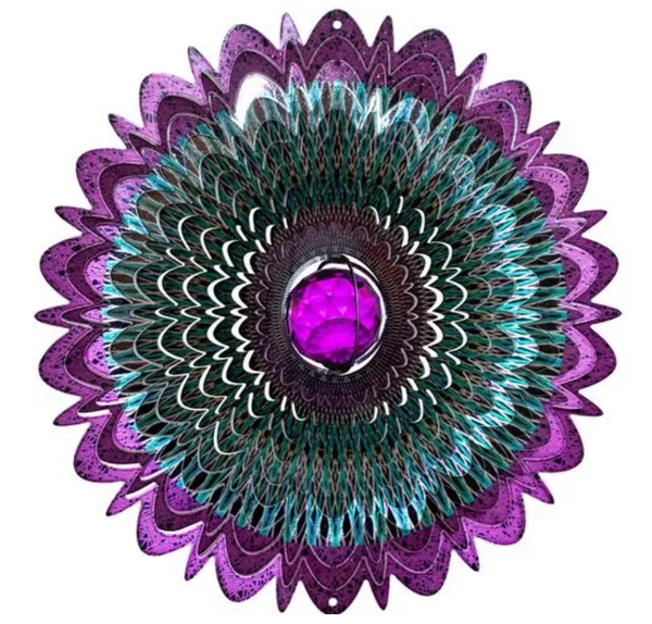 Galactic Mandala Wind Spinner with Crystal