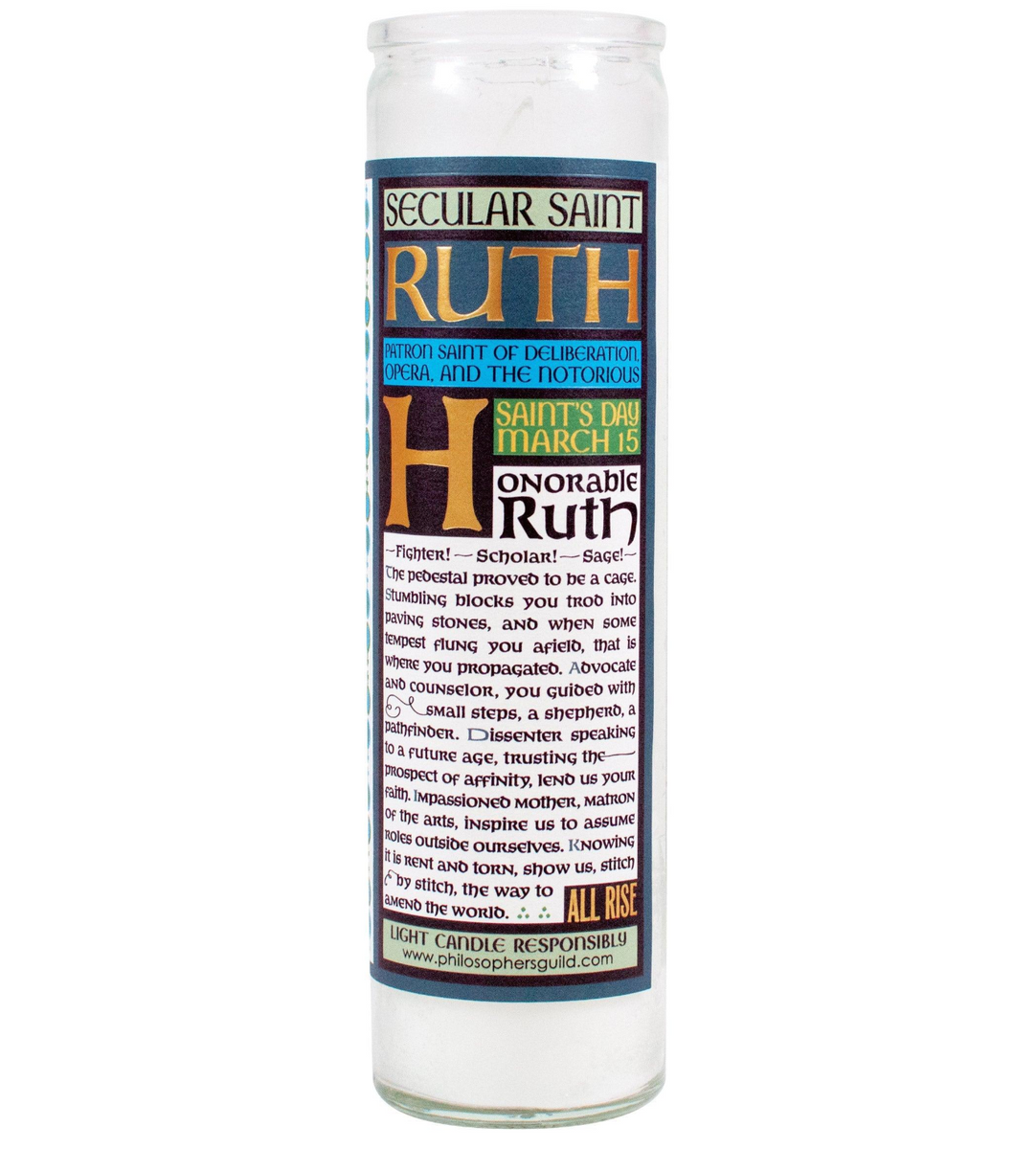 Candles For Ruth Ruth Bader Ginsburg Secular Saint Candle – Jules Enchanting Gifts
