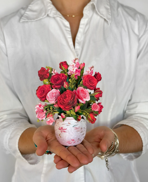 Mini Blooming Roses Pop-up Greeting Card
