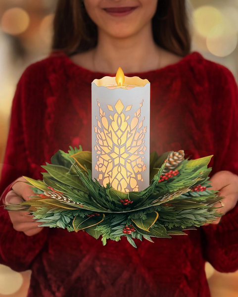 Holiday Candle with Lights Pop-up Greeting Card
