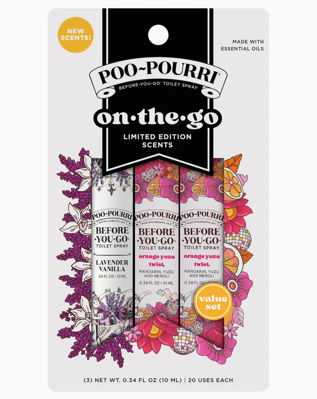 Poo Pourri - On-The-Go Spring 3 Pack 10mL Travel Size, Gift Set