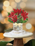 Mini Birch Poinsettia Pop-up Greeting Card