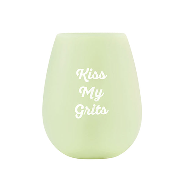Kiss My Grits - Silicone Wine Glass