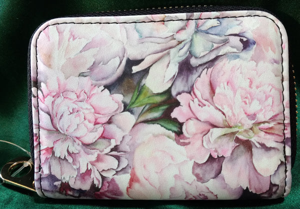 RFID Zipper Wallet - Peonies