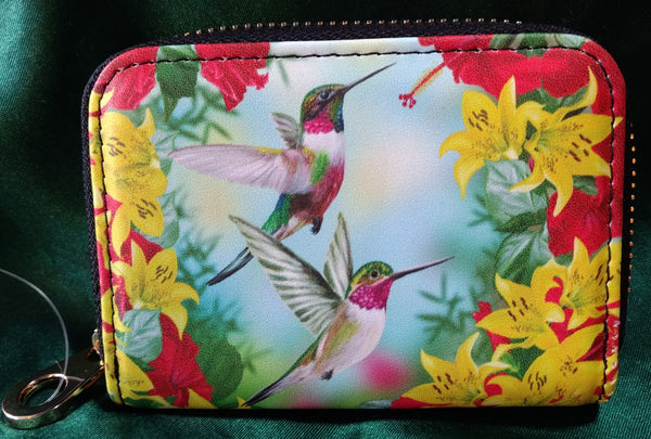 RFID Zipper Wallet - Hummingbirds