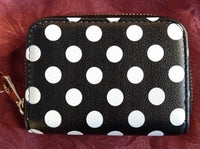 RFID Zipper Wallet - Polka Dot Black & White
