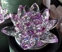 Extra-Large Purple Crystal Lotus with 60mm Crystal Ball