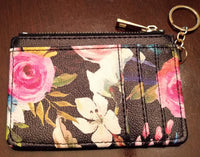 Keychain Wallet - Floral on Black