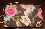 Keychain Wallet - Floral on Black