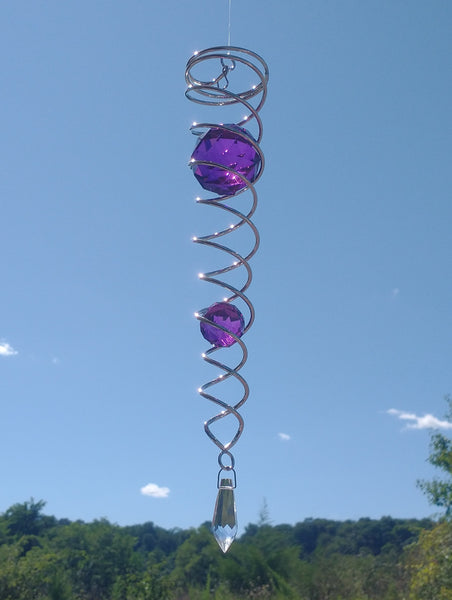 Twister - Silver with Purple Crystal