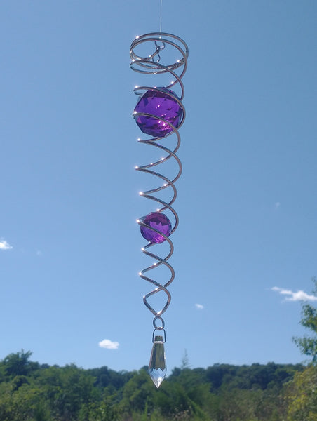 Twister - Silver with Purple Crystal