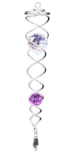 Twister - Small Silver with Purple Crystal