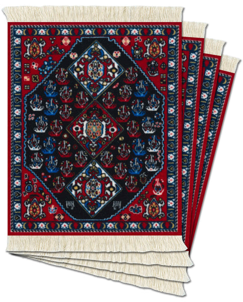 Persian Qashqai Carpet Ð 4-pc CoasterRug¨ Set - MouseRug - Jules Enchanting Gifts