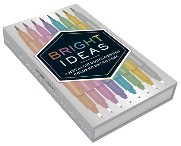 Bright Ideas Metallic Double-Ended Brush Pens - 8 Colored Pens