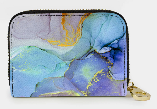 RFID Zipper Wallet - Blue Marble