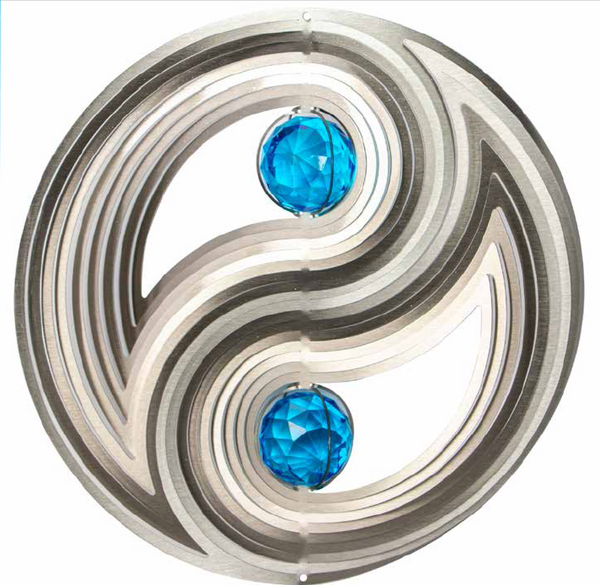 Yin Yang Wind Spinner with Crystals