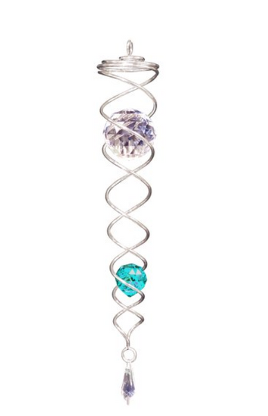 Twister - Small Silver with Aqua Crystal
