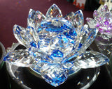 Extra-Large Blue Crystal Lotus with 60mm Crystal Ball