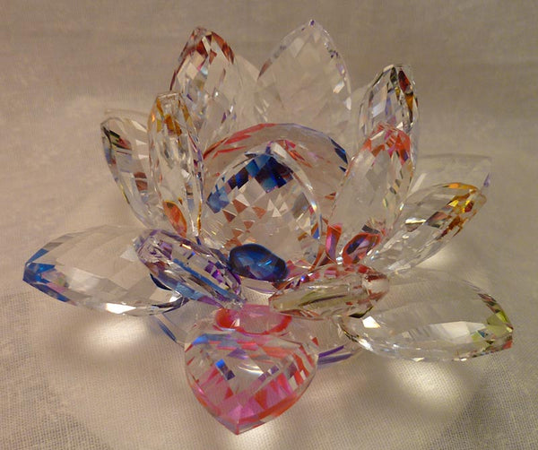 Small Multi-Color Crystal Lotus with 30mm Crystal Ball