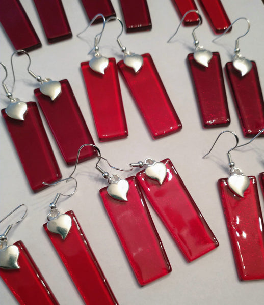 Happy Hearts Upcycled Glass Earrings