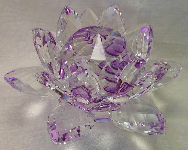 Extra-Large Purple Crystal Lotus with 60mm Crystal Ball